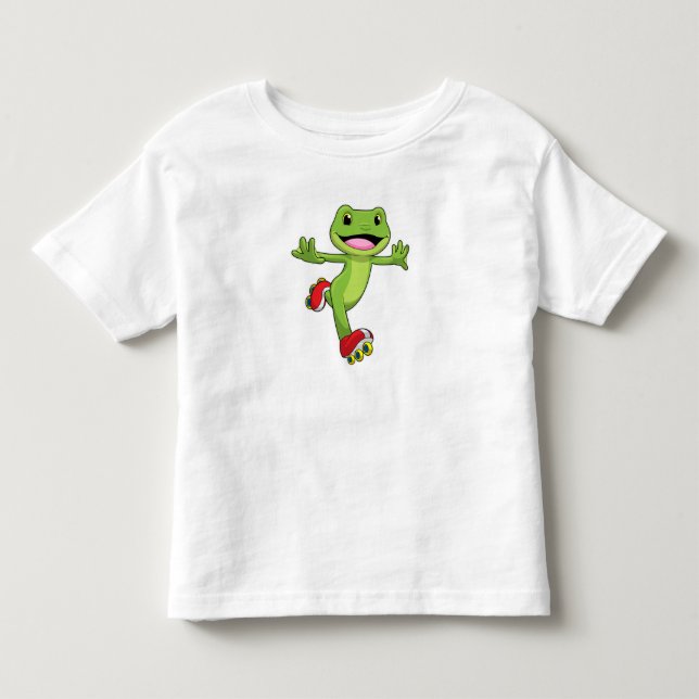 Frog as Inline skater with Roller skates Toddler T-Shirt (Front)