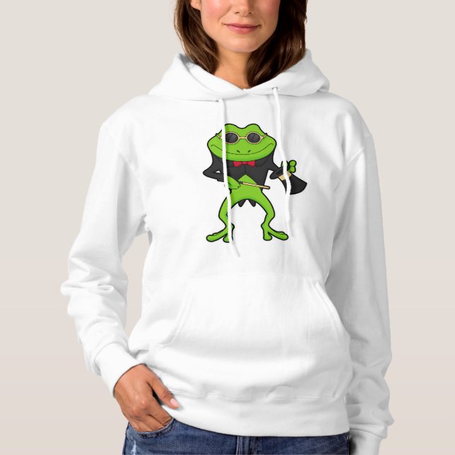 Frog as Magician with Magic wand & Hat Hoodie (Front)