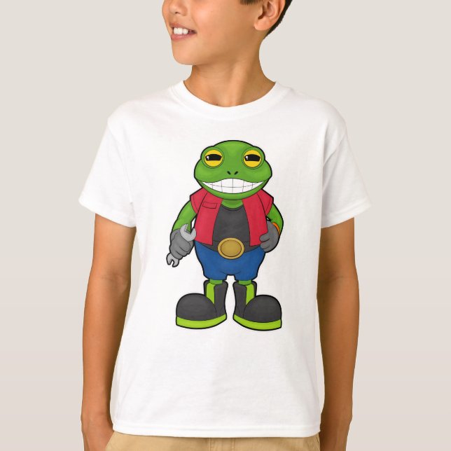 Frog as Mechanic with Spanner T-Shirt (Front)