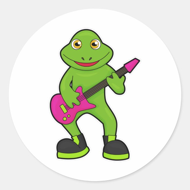 Frog as Musician with Guitar Classic Round Sticker (Front)