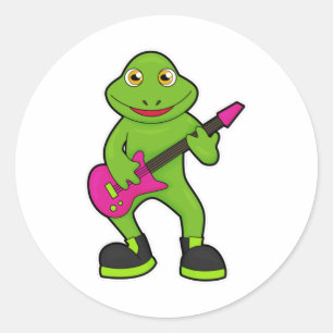 Frog as Musician with Guitar Classic Round Sticker