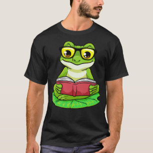 Frog as Nerd with Glasses Book T-Shirt