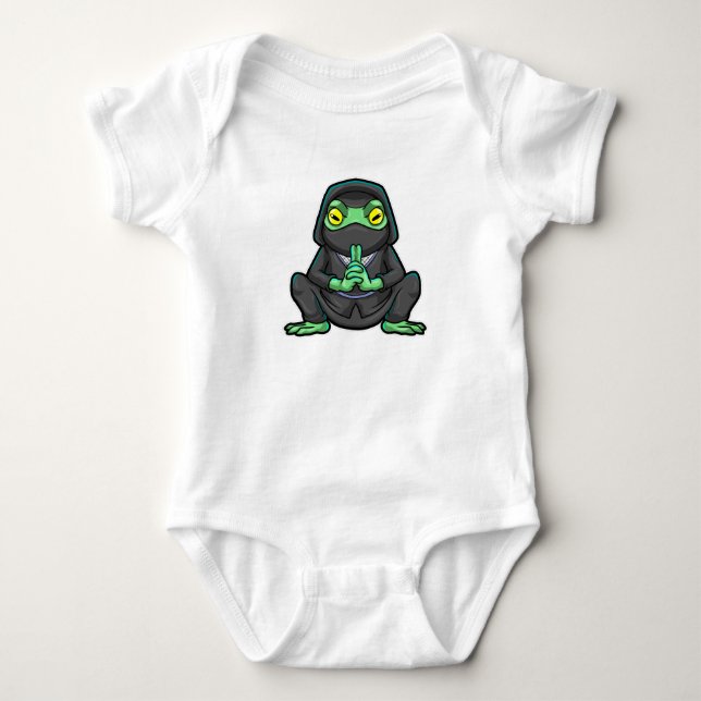 Frog as Ninja in black Baby Bodysuit (Front)