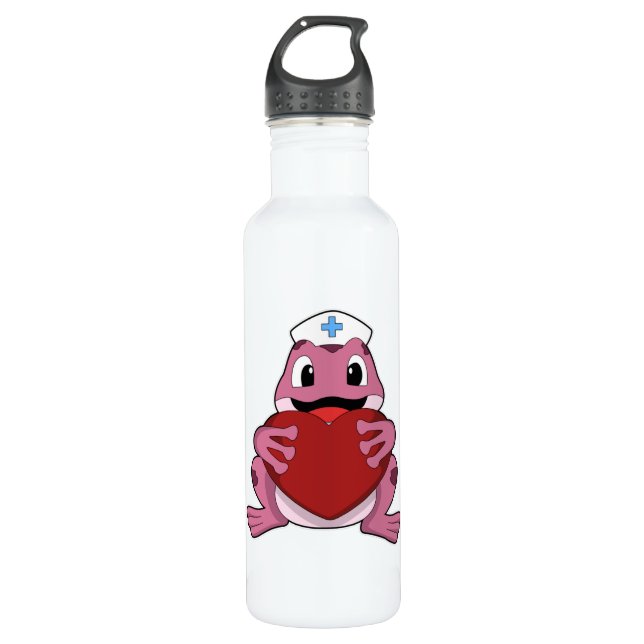 Frog as Nurse with Heart 710 Ml Water Bottle (Front)