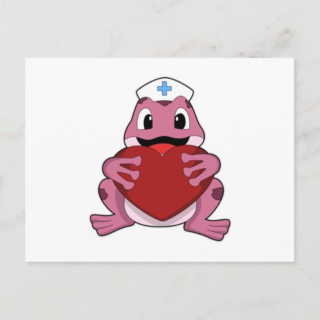 Frog as Nurse with Heart Postcard (Front)
