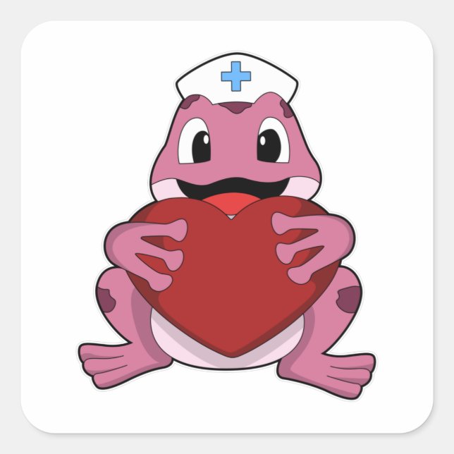 Frog as Nurse with Heart Square Sticker (Front)