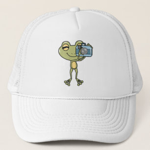 Frog as Photographer with Camera Trucker Hat
