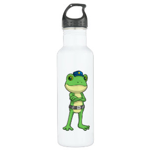 Frog as Police officer with Police hat 710 Ml Water Bottle