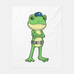 Frog as Police officer with Police hat Fleece Blanket