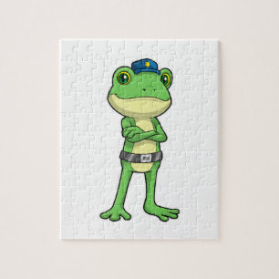Frog as Police officer with Police hat Jigsaw Puzzle