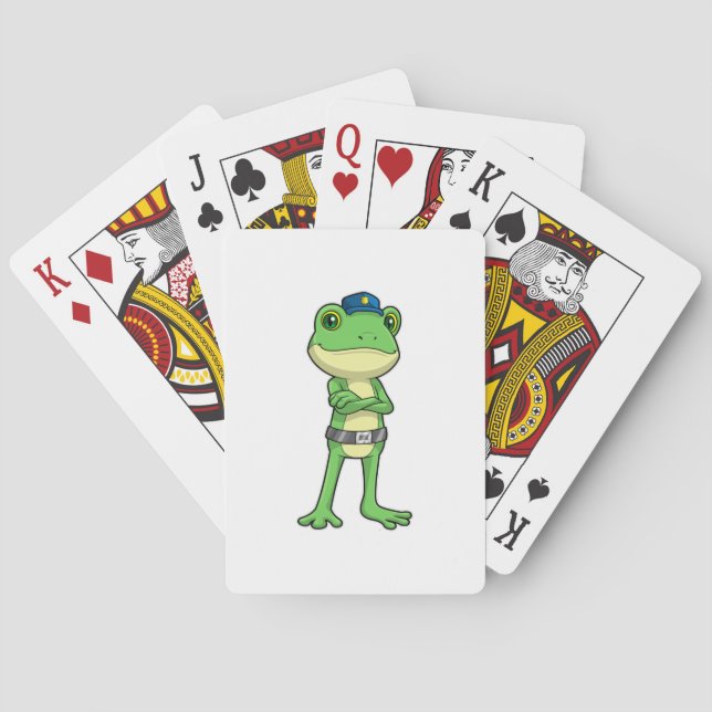 Frog as Police officer with Police hat Playing Cards (Back)