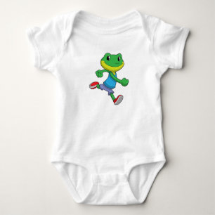 Frog as Runner at Running Baby Bodysuit