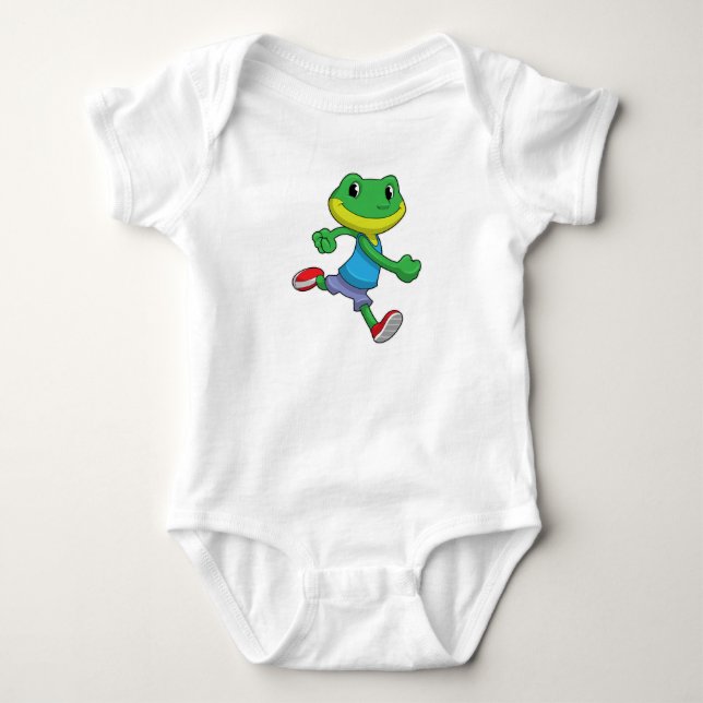 Frog as Runner at Running Baby Bodysuit (Front)