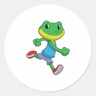 Frog as Runner at Running Classic Round Sticker
