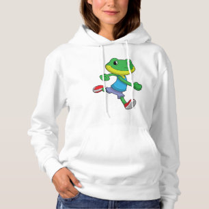 Frog as Runner at Running Hoodie