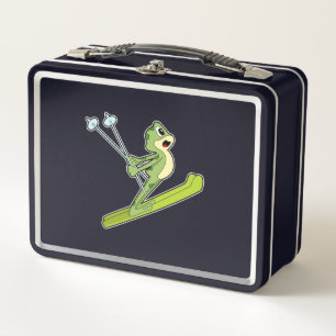 Frog as Ski jumper with Ski.PNG Metal Lunch Box