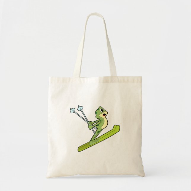 Frog as Ski jumper with Ski.PNG Tote Bag (Front)