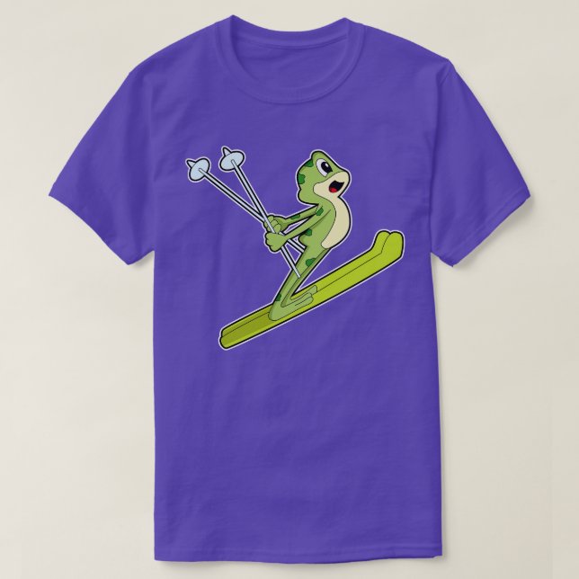 Frog As Ski Jumper With Ski  T-Shirt (Design Front)