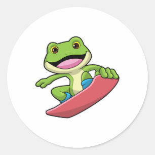 Frog as Snowboarder with Snowboard Classic Round Sticker