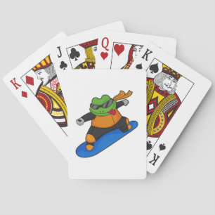 Frog as Snowobarder with Snowboard Playing Cards
