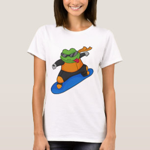 Frog as Snowobarder with Snowboard T-Shirt