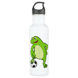 Frog as Soccer player with Soccer ball 710 Ml Water Bottle