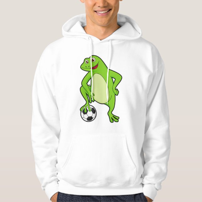 Frog as Soccer player with Soccer ball Hoodie (Front)