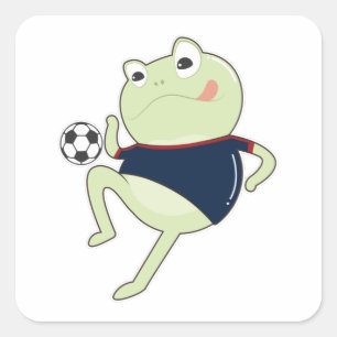 Frog as Soccer player with Soccer ball Square Sticker