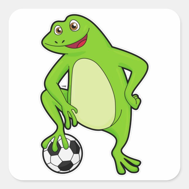 Frog as Soccer player with Soccer ball Square Sticker (Front)
