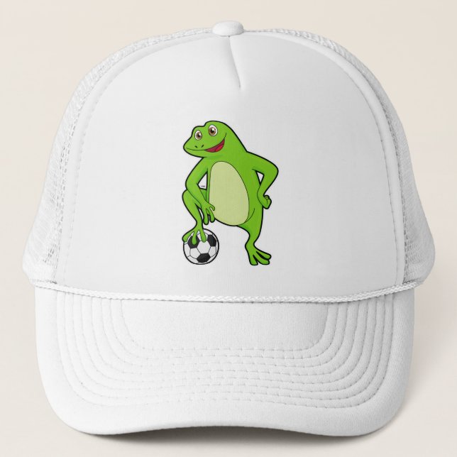 Frog as Soccer player with Soccer ball Trucker Hat (Front)