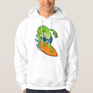 Frog as Surfer with Surfboard Hoodie