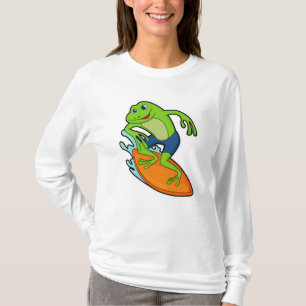 Frog as Surfer with Surfboard T-Shirt