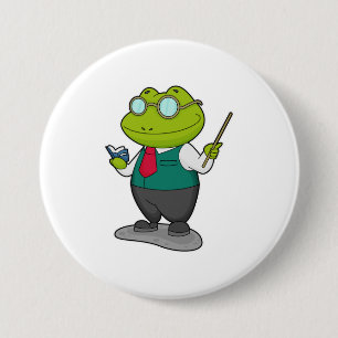 Frog as Teacher with Book 7.5 Cm Round Badge