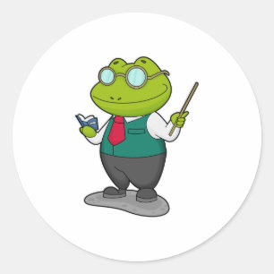 Frog as Teacher with Book Classic Round Sticker