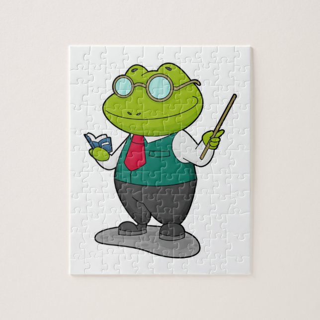 Frog as Teacher with Book Jigsaw Puzzle (Vertical)
