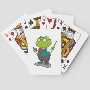 Frog as Teacher with Book Playing Cards