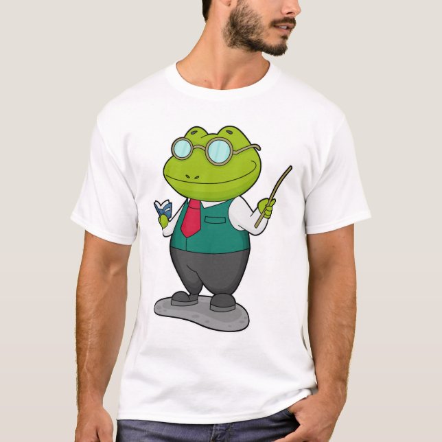 Frog as Teacher with Book T-Shirt (Front)