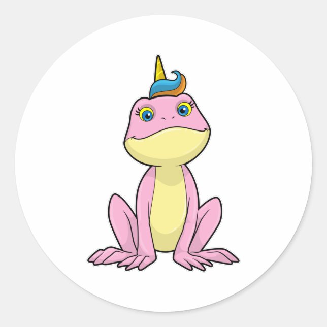 Frog as Unicorn Classic Round Sticker (Front)