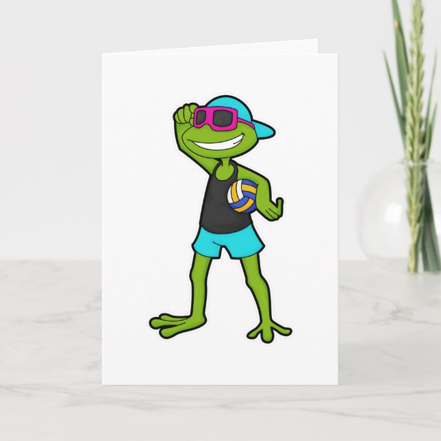 Frog as Volleyball player with Volleyball Card (Front)