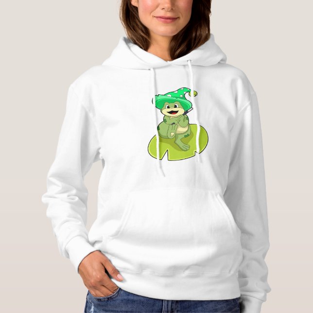Frog as Wizard with Magic wand Hoodie (Front)