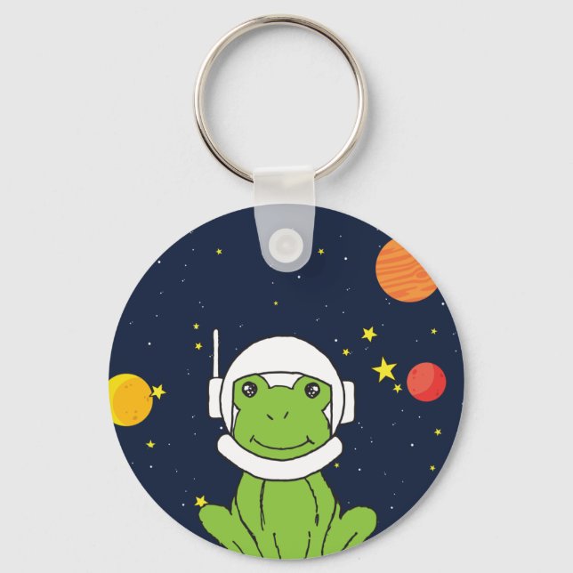 Frog Astronaut Animal With Space Helmet Clipart Ba Key Ring (Front)