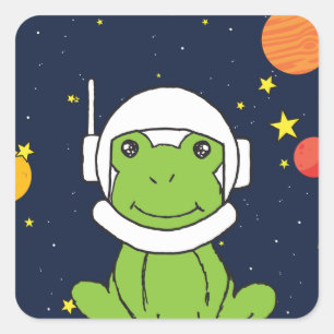 Frog Astronaut Animal With Space Helmet Clipart Ba Square Sticker