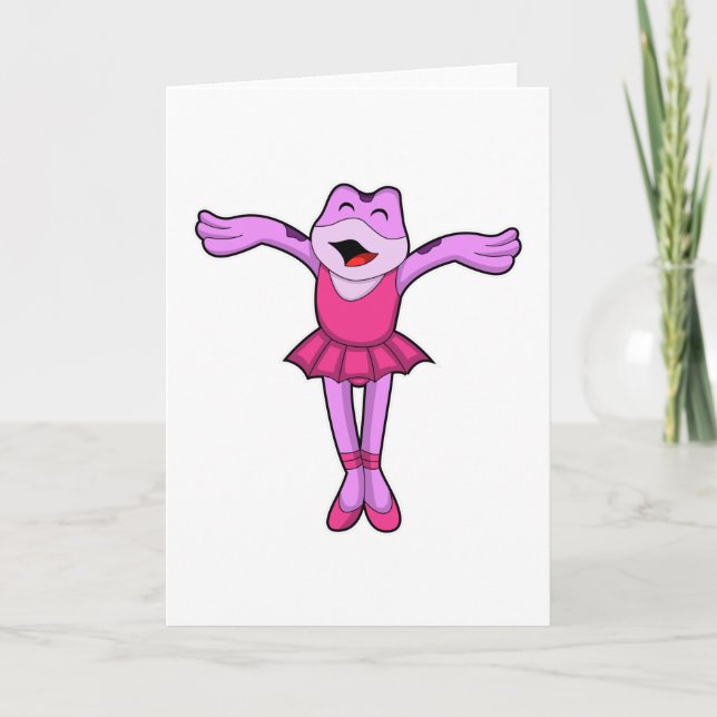 Frog at Ballet Dance with Skirt Card (Front)