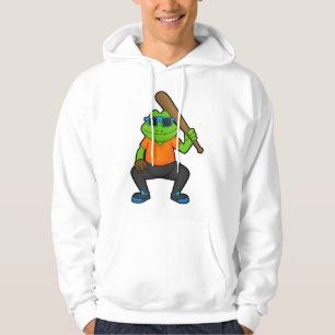 Frog at Baseball with Baseball bat & Sunglasses Hoodie
