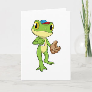 Frog at Baseball with Baseball glove Card
