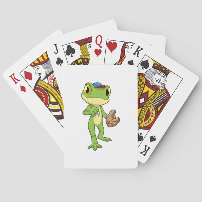 Frog at Baseball with Baseball glove Playing Cards (Back)