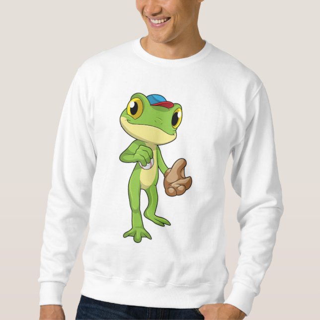 Frog at Baseball with Baseball glove Sweatshirt (Front)