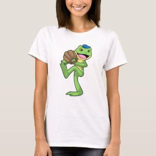 Frog at Baseball with Gloves T-Shirt