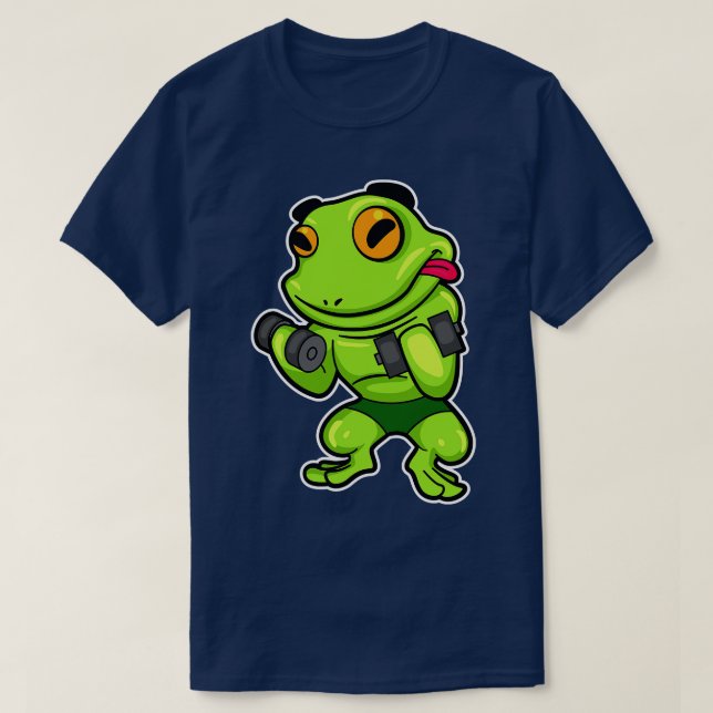 Frog at Biceps training with Dumbbells 1 T-Shirt (Design Front)