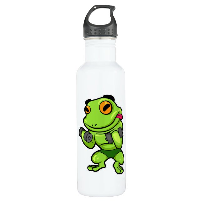 Frog at Biceps training with Dumbbells 710 Ml Water Bottle (Front)